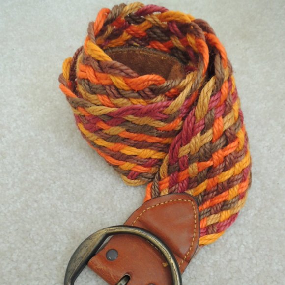 Belt Size 32 Multicolor Braided Rope/Leather Harness Buckle by Fife & Drum Paris main image 4